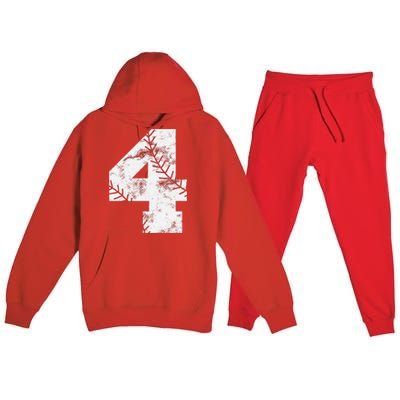 4th Birthday Baseball Big Number Four 4 Year Old Gift Premium Hooded Sweatsuit Set