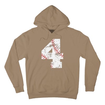 4th Birthday Baseball Big Number Four 4 Year Old Gift Hoodie