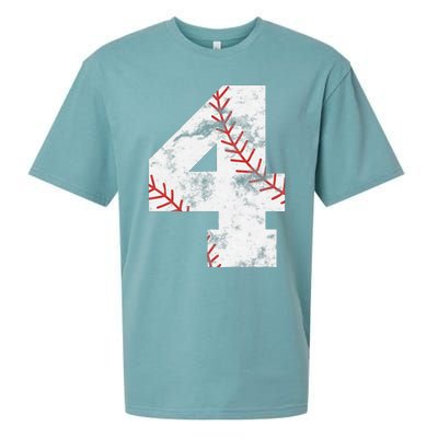 4th Birthday Baseball Big Number Four 4 Year Old Gift Sueded Cloud Jersey T-Shirt