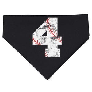 4th Birthday Baseball Big Number Four 4 Year Old USA-Made Doggie Bandana