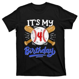 4th Baseball Birthday Party Sport Fan 4 Years Old T-Shirt