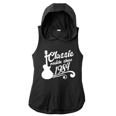 40th Birthday Classic Rockin Since 1984 Ladies PosiCharge Tri-Blend Wicking Draft Hoodie Tank