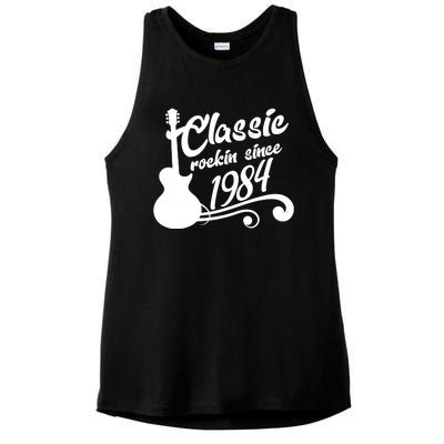 40th Birthday Classic Rockin Since 1984 Ladies PosiCharge Tri-Blend Wicking Tank