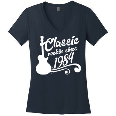 40th Birthday Classic Rockin Since 1984 Women's V-Neck T-Shirt