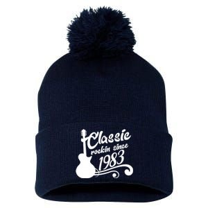 40th Birthday Classic Rockin Since 1983 Pom Pom 12in Knit Beanie