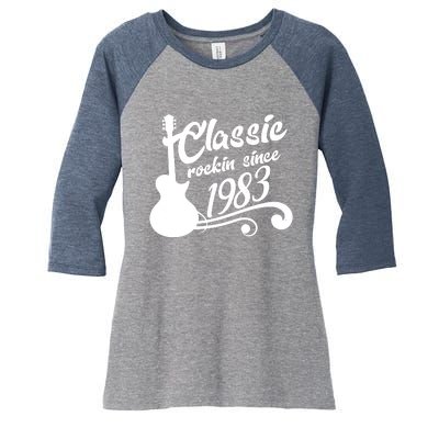 40th Birthday Classic Rockin Since 1983 Women's Tri-Blend 3/4-Sleeve Raglan Shirt