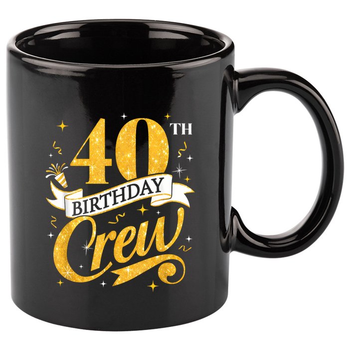 40th Birthday Crew 40th Bday Party Squad Friends Crown Funny 11oz C Handle Ceramic Mug
