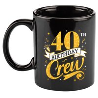 40th Birthday Crew 40th Bday Party Squad Friends Crown Funny 11oz C Handle Ceramic Mug
