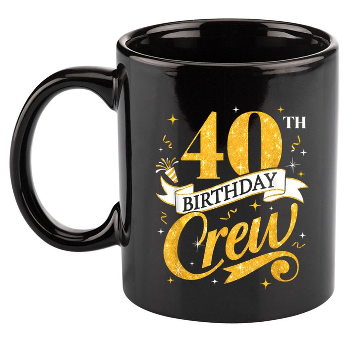 40th Birthday Crew 40th Bday Party Squad Friends Crown Funny 11oz C Handle Ceramic Mug