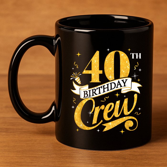 40th Birthday Crew 40th Bday Party Squad Friends Crown Funny 11oz C Handle Ceramic Mug