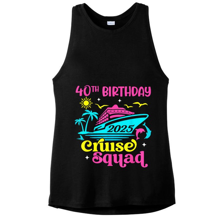 40th Birthday Cruise Squad 2025 Vacation Travel Ship Trip Ladies PosiCharge Tri-Blend Wicking Tank