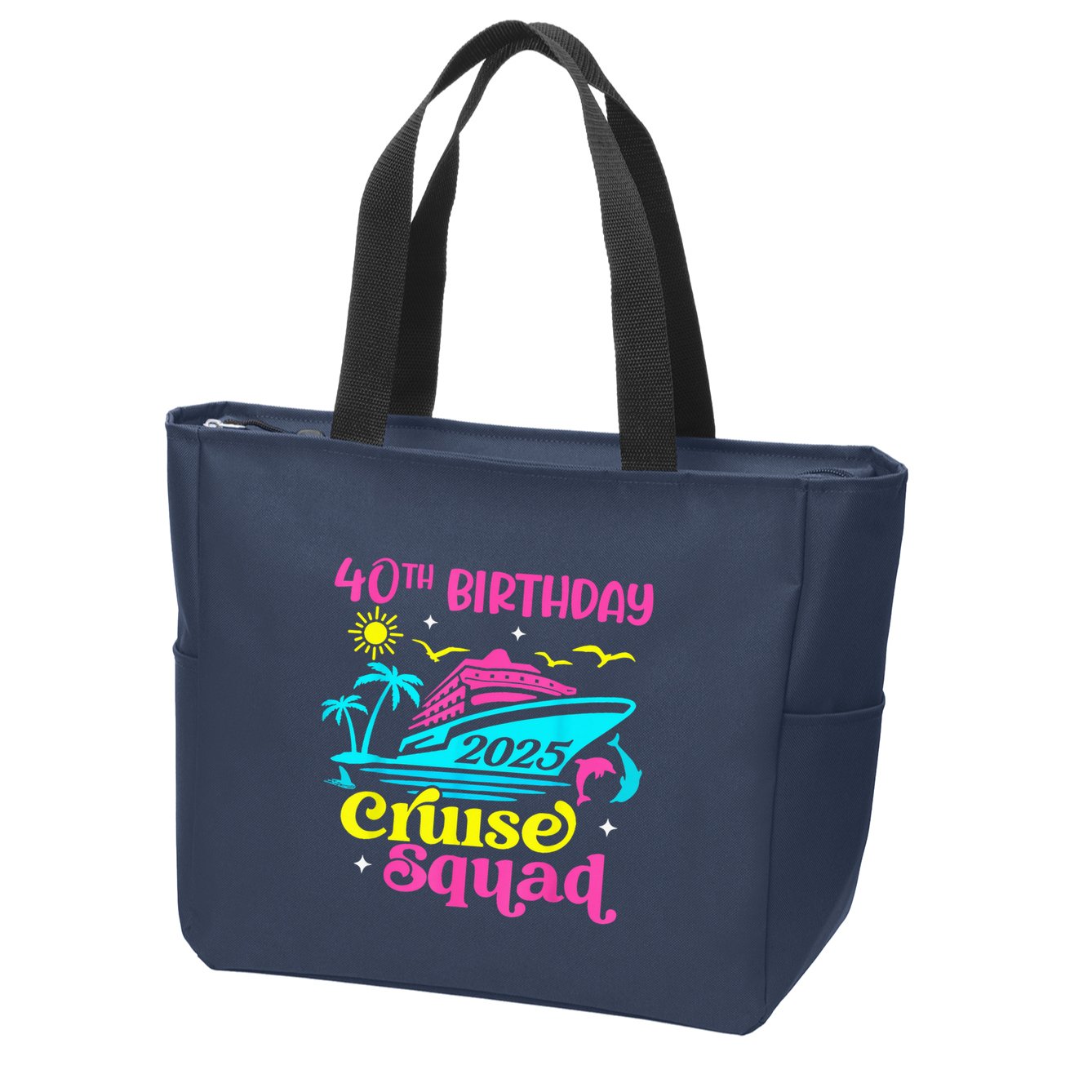 40th Birthday Cruise Squad 2025 Vacation Travel Ship Trip Zip Tote Bag