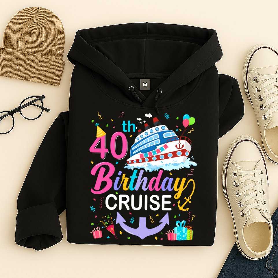 40th Birthday Cruise 40 Years Old Cruising Crew Bday Party Hoodie
