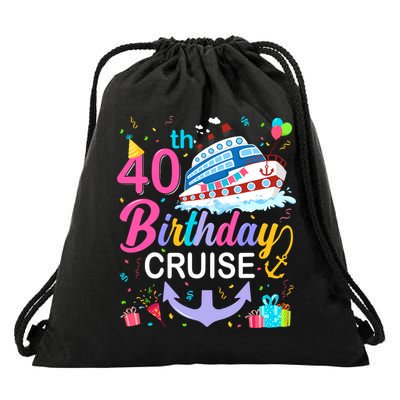 40th Birthday Cruise 40 Years Old Cruising Crew Bday Party Drawstring Bag