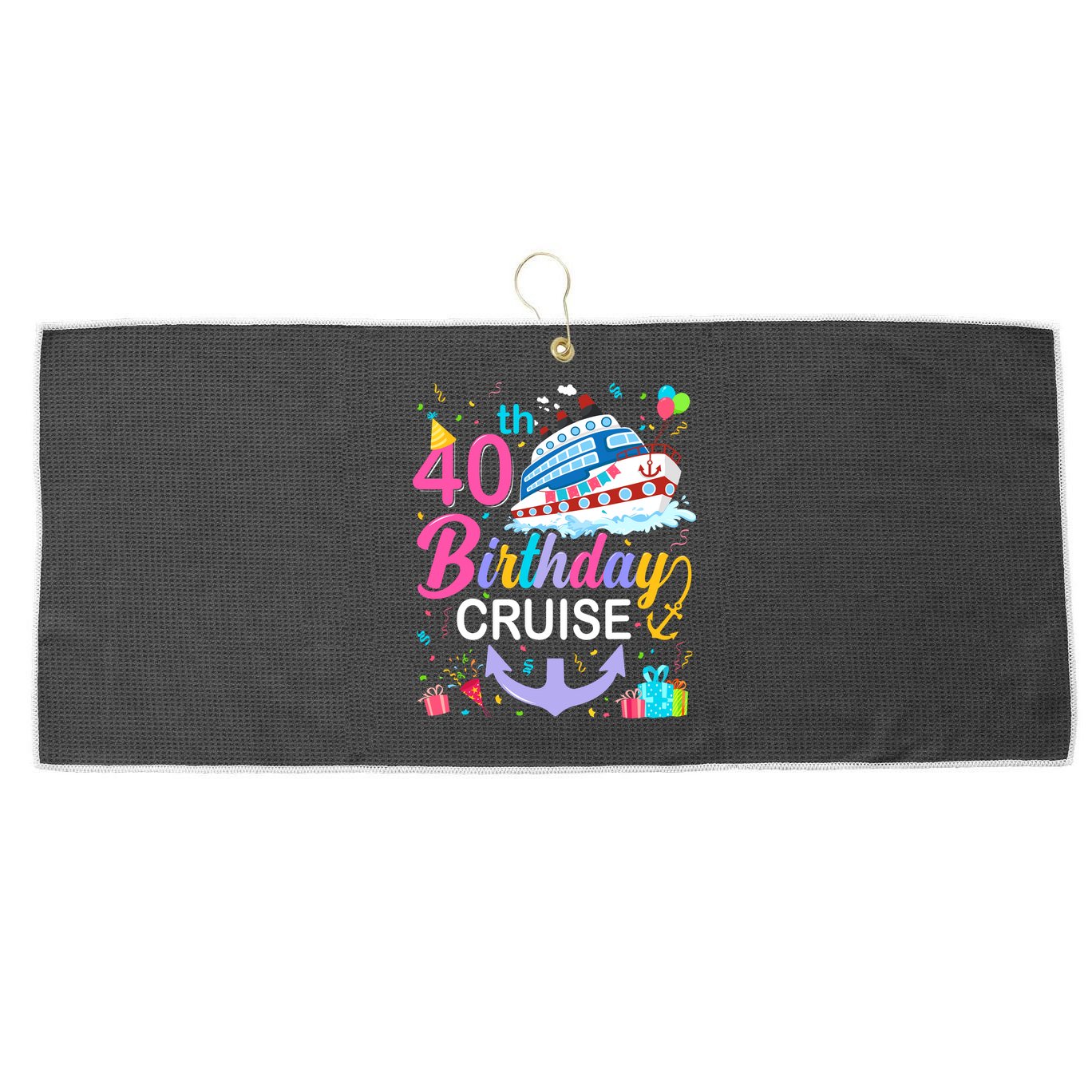 40th Birthday Cruise 40 Years Old Cruising Crew Bday Party Large Microfiber Waffle Golf Towel