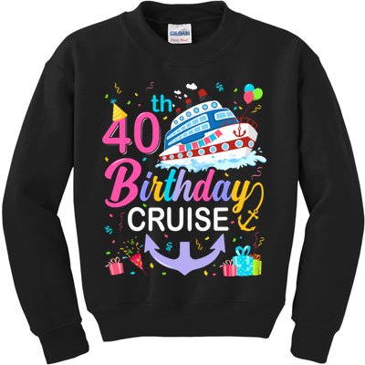 40th Birthday Cruise 40 Years Old Cruising Crew Bday Party Kids Sweatshirt