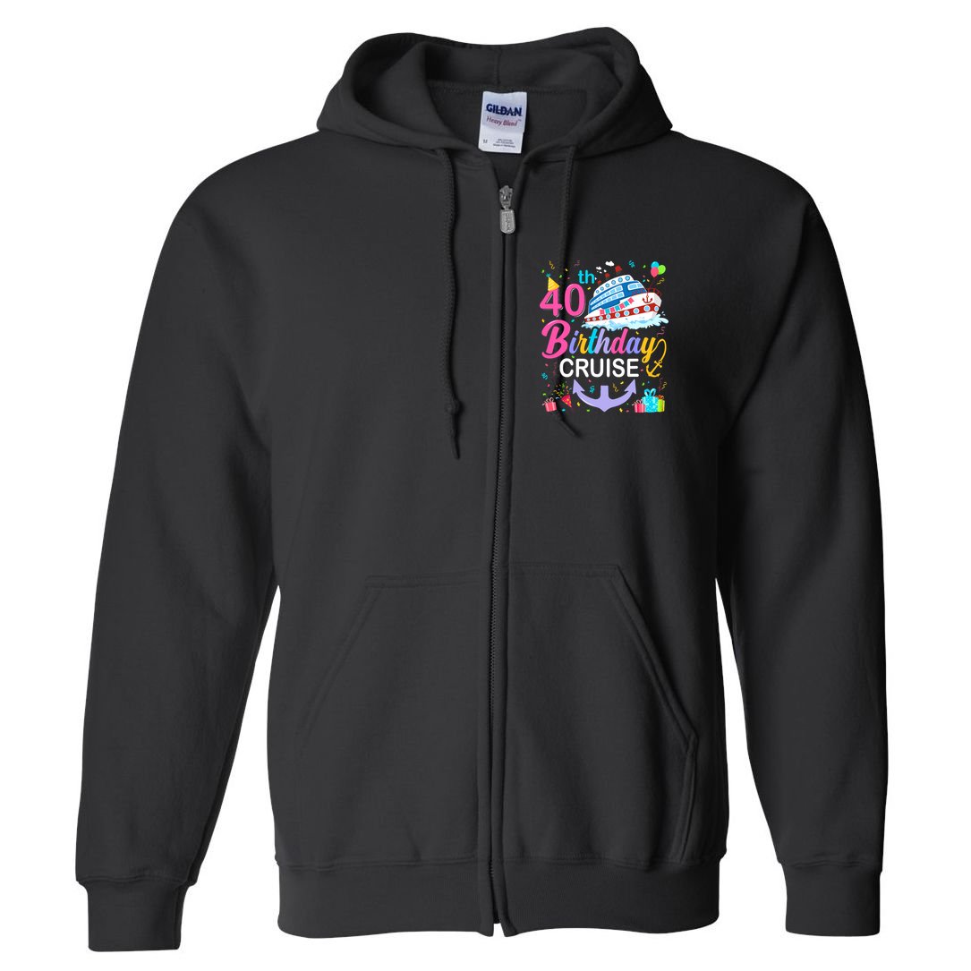 40th Birthday Cruise 40 Years Old Cruising Crew Bday Party Full Zip Hoodie