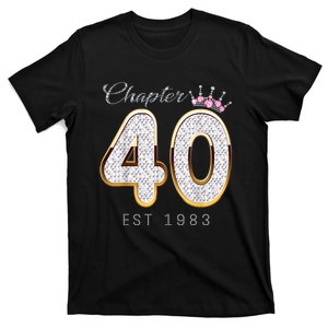 40th Birthday Decorations Chapter 40 EST 1983 Gift For Women T-Shirt