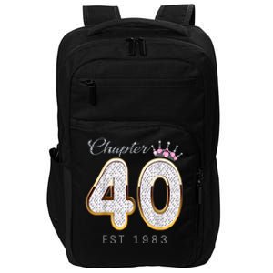 40th Birthday Decorations Chapter 40 EST 1983 Gift For Women Impact Tech Backpack