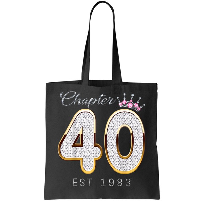 40th Birthday Decorations Chapter 40 EST 1983 Gift For Women Tote Bag