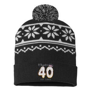 40th Birthday Decorations Chapter 40 EST 1983 Gift For Women USA-Made Snowflake Beanie