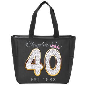 40th Birthday Decorations Chapter 40 EST 1983 Gift For Women Zip Tote Bag