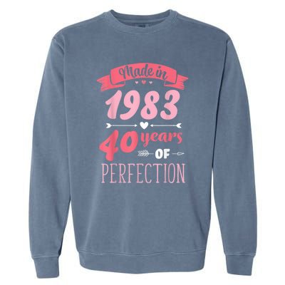 40 Birthday Decorations Female 40th BDay 1983 Birthday Garment-Dyed Sweatshirt