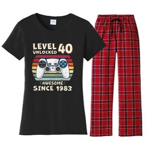 40 Birthday Decorations Gamer Men Video 1983 40th Birthday Women's Flannel Pajama Set