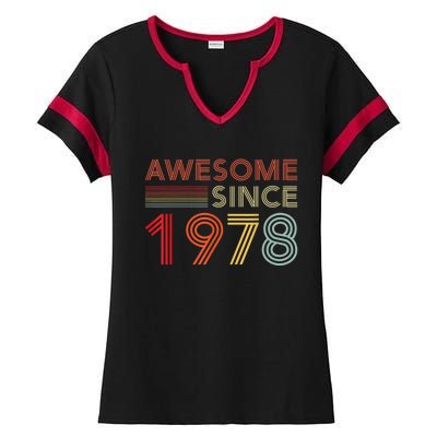 45 Birthday Decorations  Wo 1978 BDay 45th Birthday Ladies Halftime Notch Neck Tee