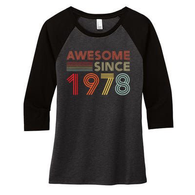 45 Birthday Decorations  Wo 1978 BDay 45th Birthday Women's Tri-Blend 3/4-Sleeve Raglan Shirt