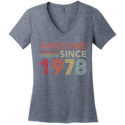 45 Birthday Decorations  Wo 1978 BDay 45th Birthday Women's V-Neck T-Shirt