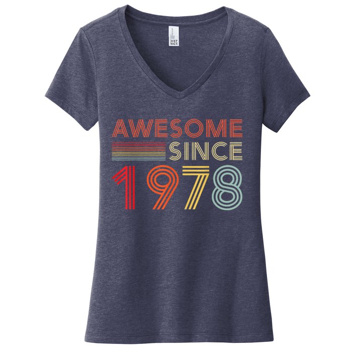 45 Birthday Decorations  Wo 1978 BDay 45th Birthday Women's V-Neck T-Shirt