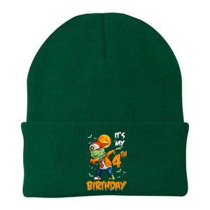 4th Birthday Dabbing Zombie Halloween Costume Knit Cap Winter Beanie