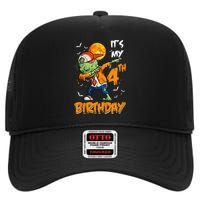 4th Birthday Dabbing Zombie Halloween Costume High Crown Mesh Back Trucker Hat