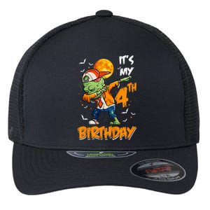 4th Birthday Dabbing Zombie Halloween Costume Flexfit Unipanel Trucker Cap