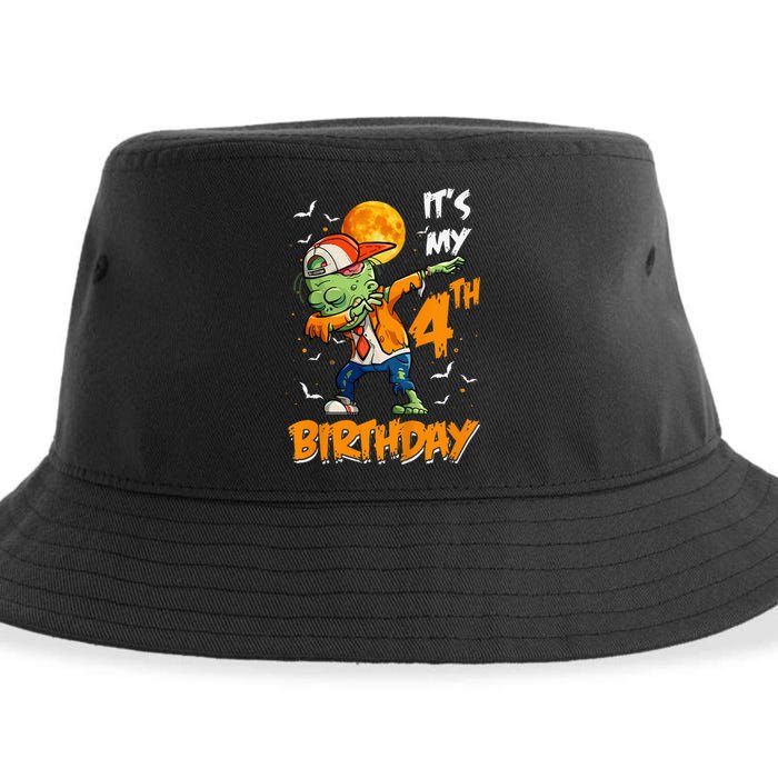 4th Birthday Dabbing Zombie Halloween Costume Sustainable Bucket Hat