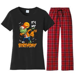 4th Birthday Dabbing Zombie Halloween Costume Women's Flannel Pajama Set