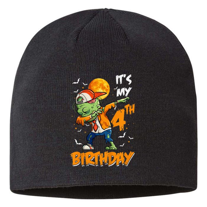 4th Birthday Dabbing Zombie Halloween Costume Sustainable Beanie