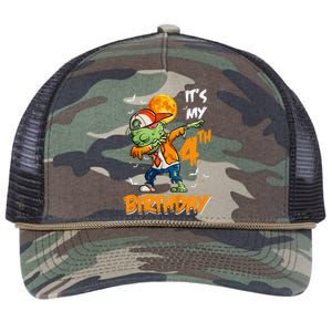 4th Birthday Dabbing Zombie Halloween Costume Retro Rope Trucker Hat Cap