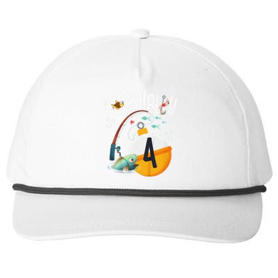 4th Birthday Fishing Theme For And OFishally 4 Snapback Five-Panel Rope Hat