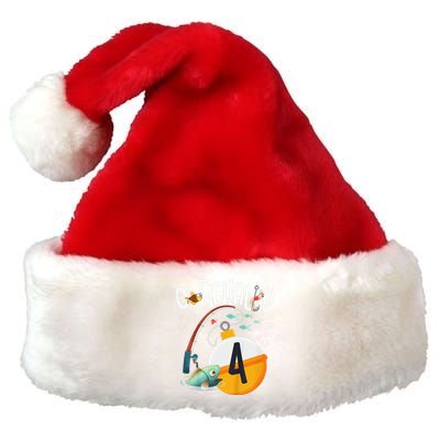 4th Birthday Fishing Theme For And OFishally 4 Premium Christmas Santa Hat