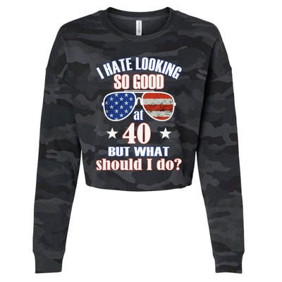 40 Birthday For - 40th Anniversary For Him Her USA Cropped Pullover Crew