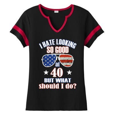 40 Birthday For - 40th Anniversary For Him Her USA Ladies Halftime Notch Neck Tee