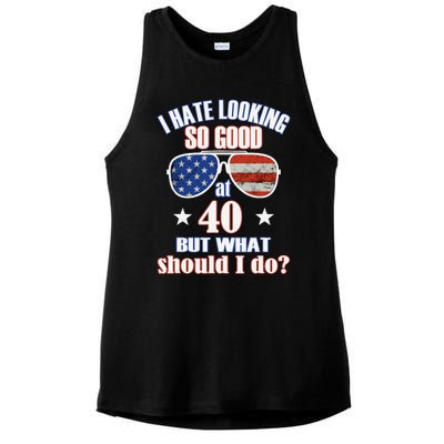 40 Birthday For - 40th Anniversary For Him Her USA Ladies PosiCharge Tri-Blend Wicking Tank