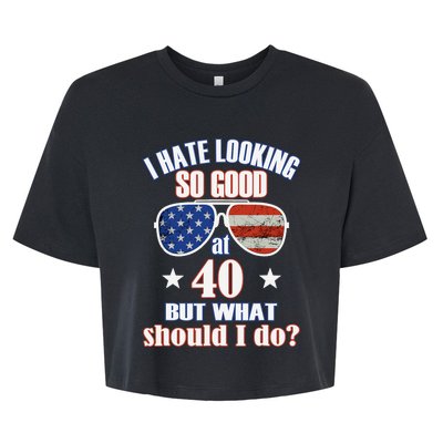 40 Birthday For - 40th Anniversary For Him Her USA Bella+Canvas Jersey Crop Tee