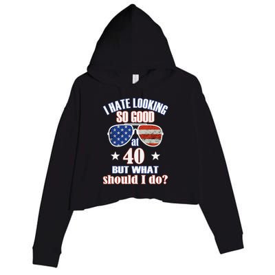 40 Birthday For - 40th Anniversary For Him Her USA Crop Fleece Hoodie