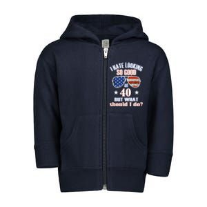 40 Birthday For - 40th Anniversary For Him Her USA Toddler Zip Fleece Hoodie