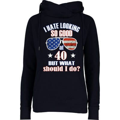 40 Birthday For - 40th Anniversary For Him Her USA Womens Funnel Neck Pullover Hood