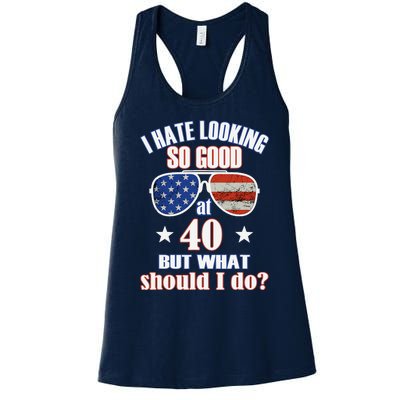 40 Birthday For - 40th Anniversary For Him Her USA Women's Racerback Tank