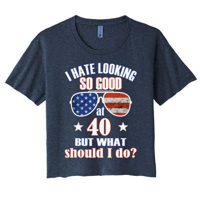 40 Birthday For - 40th Anniversary For Him Her USA Women's Crop Top Tee